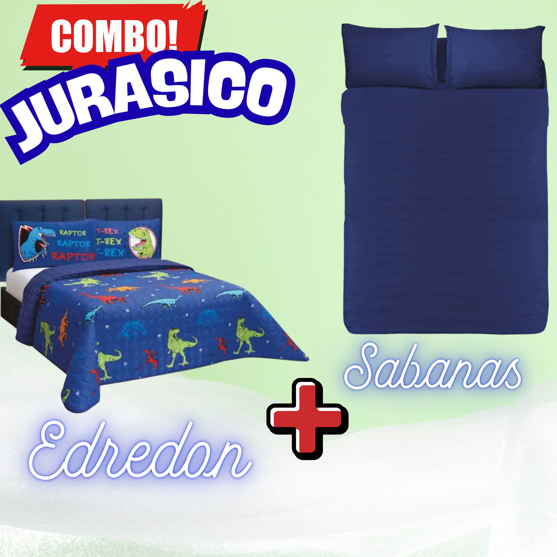 Edredón Ultrasónico Jurasico con Sabanas.