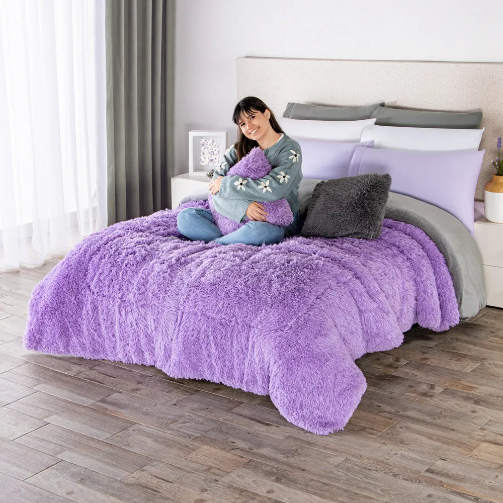 Cobertor Con Borrega Violeta