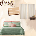 Combo Colcha Neo Pistache  + Cortinas Largas Beige