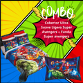 Cobertor Ultra Suave Ligero Super Avengers + Funda Super avengers