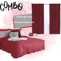 Combo Colcha Neo Vino + Cortinas Largas Vino
