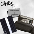 Combo Colcha Neo Negro +Cortinas largas Negro