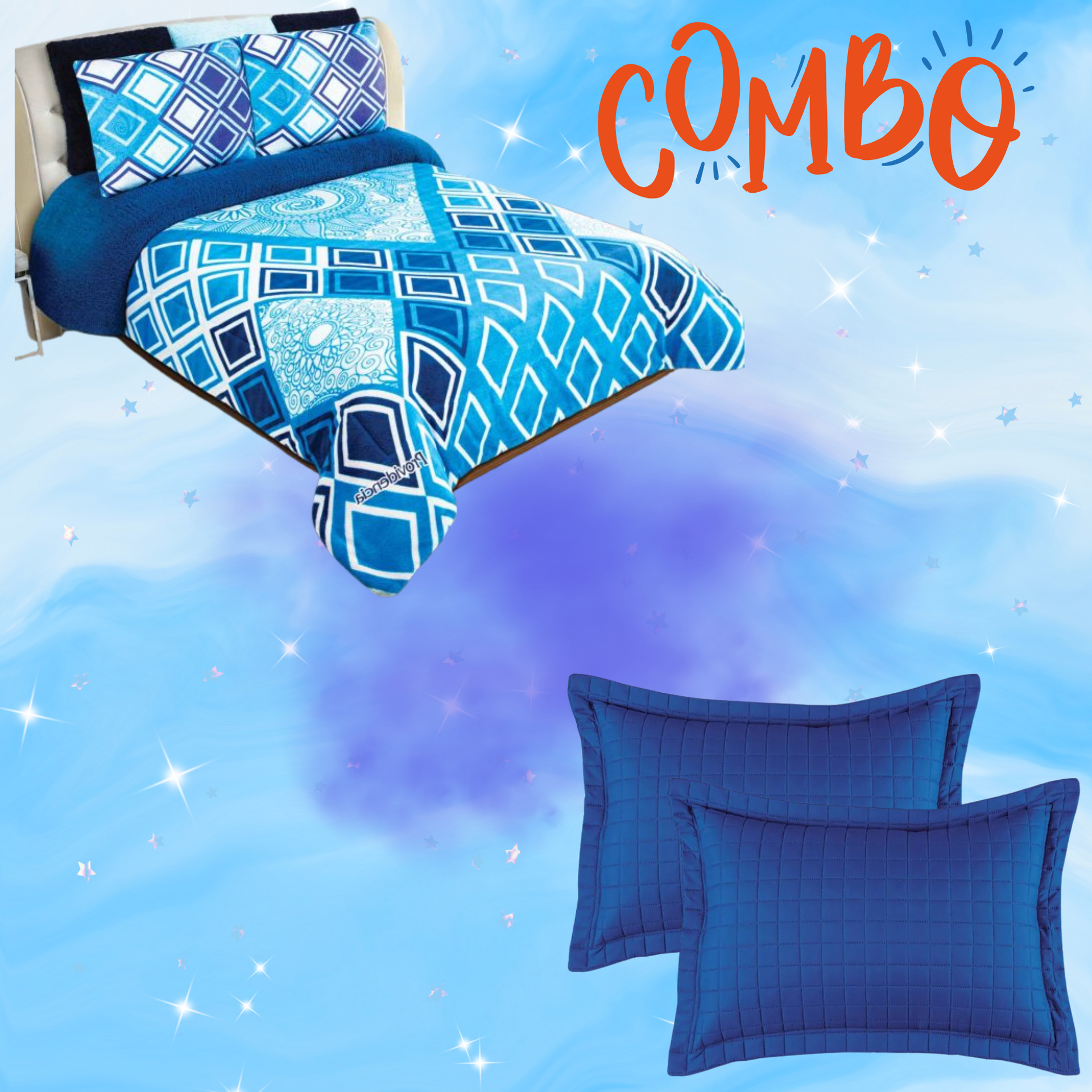 Combo Cobertor de Borrega Jumbo Dublín + Fundas Marino