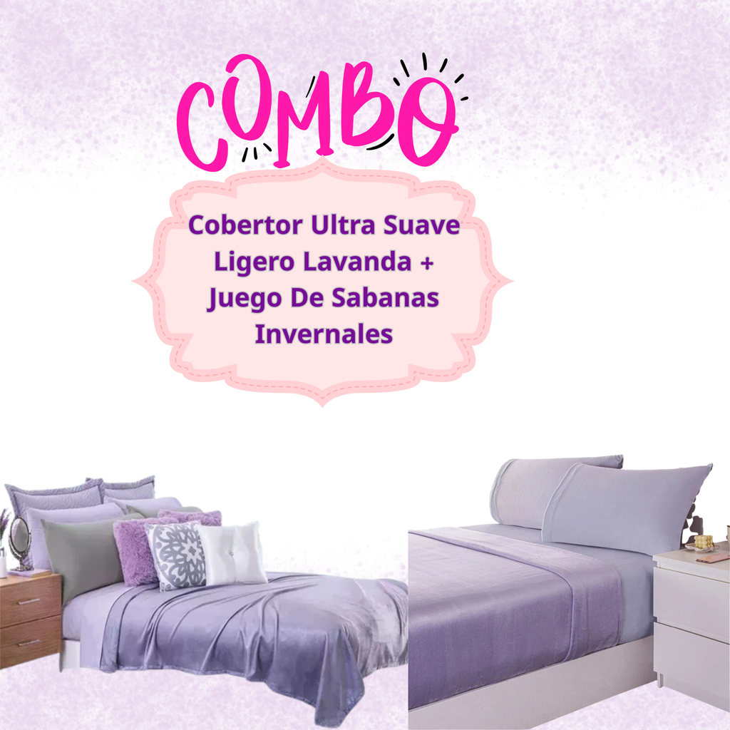 Cobertor Ultra Suave Ligero Lavanda + Juego De Sabanas Invernales
