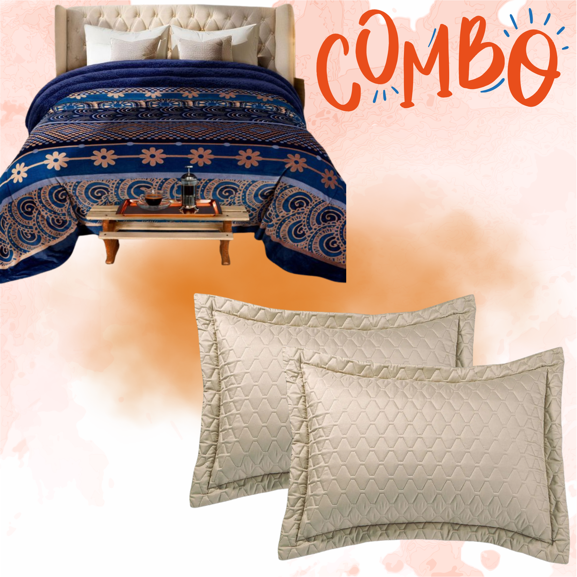 Combo Cobertor de Borrega Serenity Jumbo Praga y Fundas para Almohada