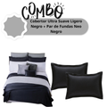 Cobertor Ultra Suave Ligero Negro + Par de Fundas Neo Negro