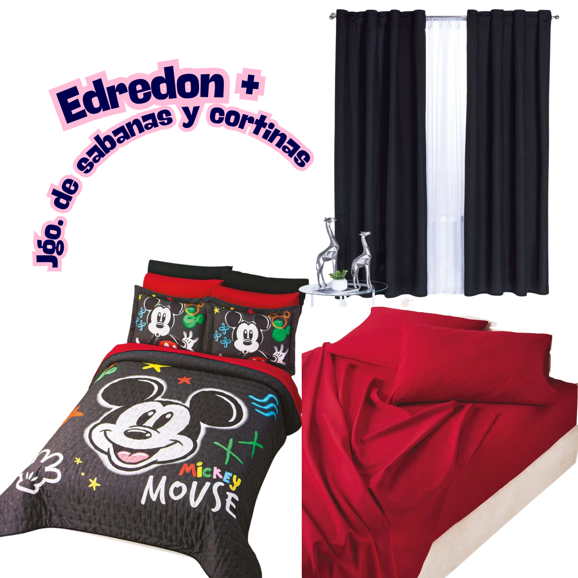 Edredón Neo Mickey cool +Sabanas y Cortinas
