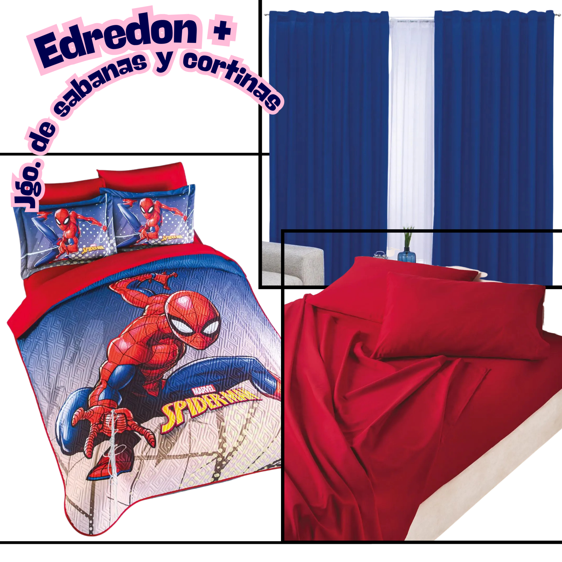 Edredón Neo Spider in the City +Sabanas y Cortinas