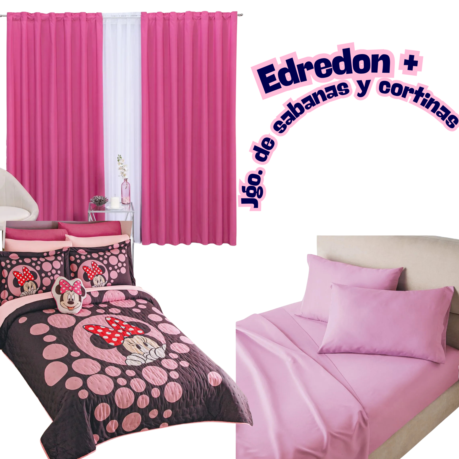 Edredón Neo Minnie Black+ Sabanas y Cortinas