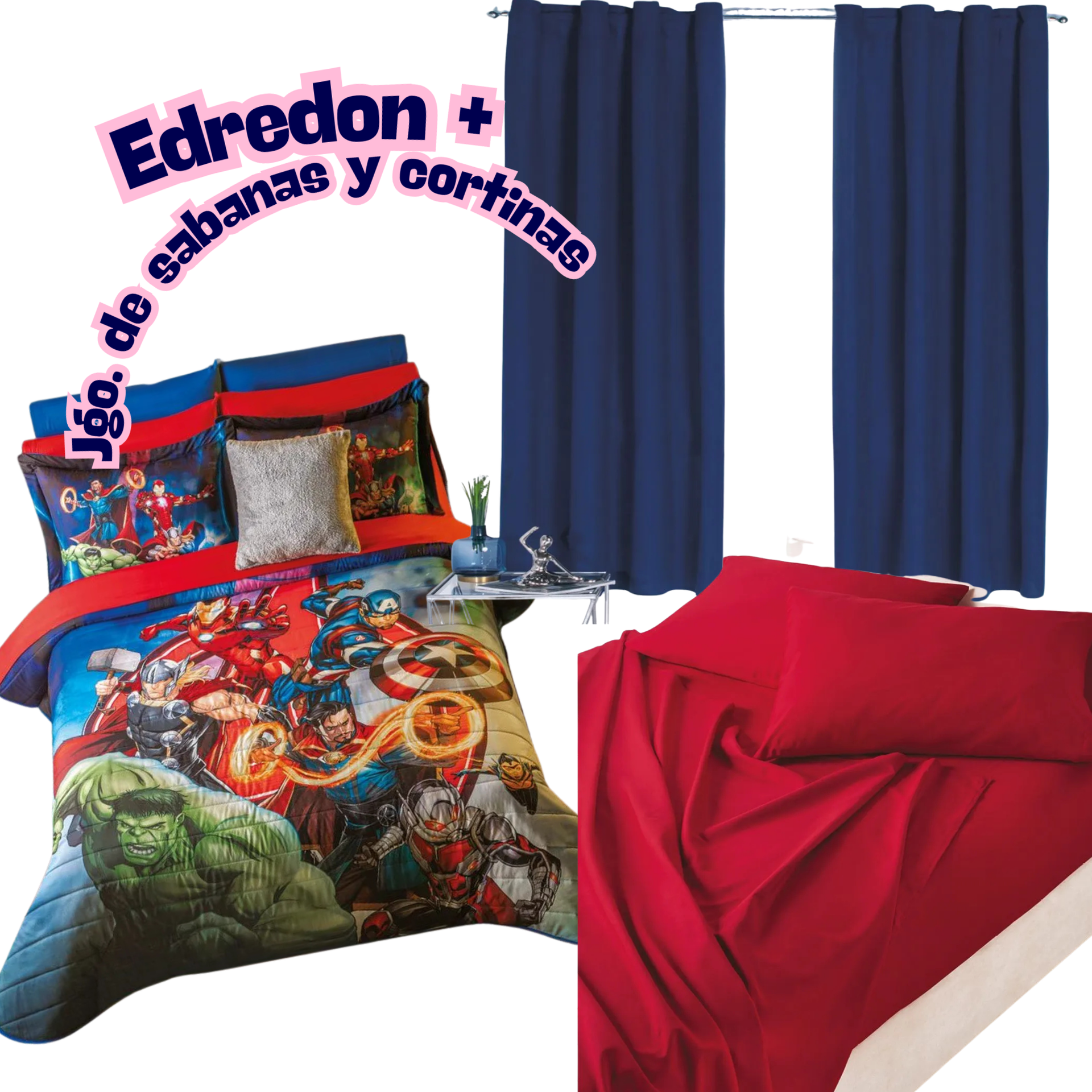 Edredón Neo Super Avengers + Sabanas y Cortinas