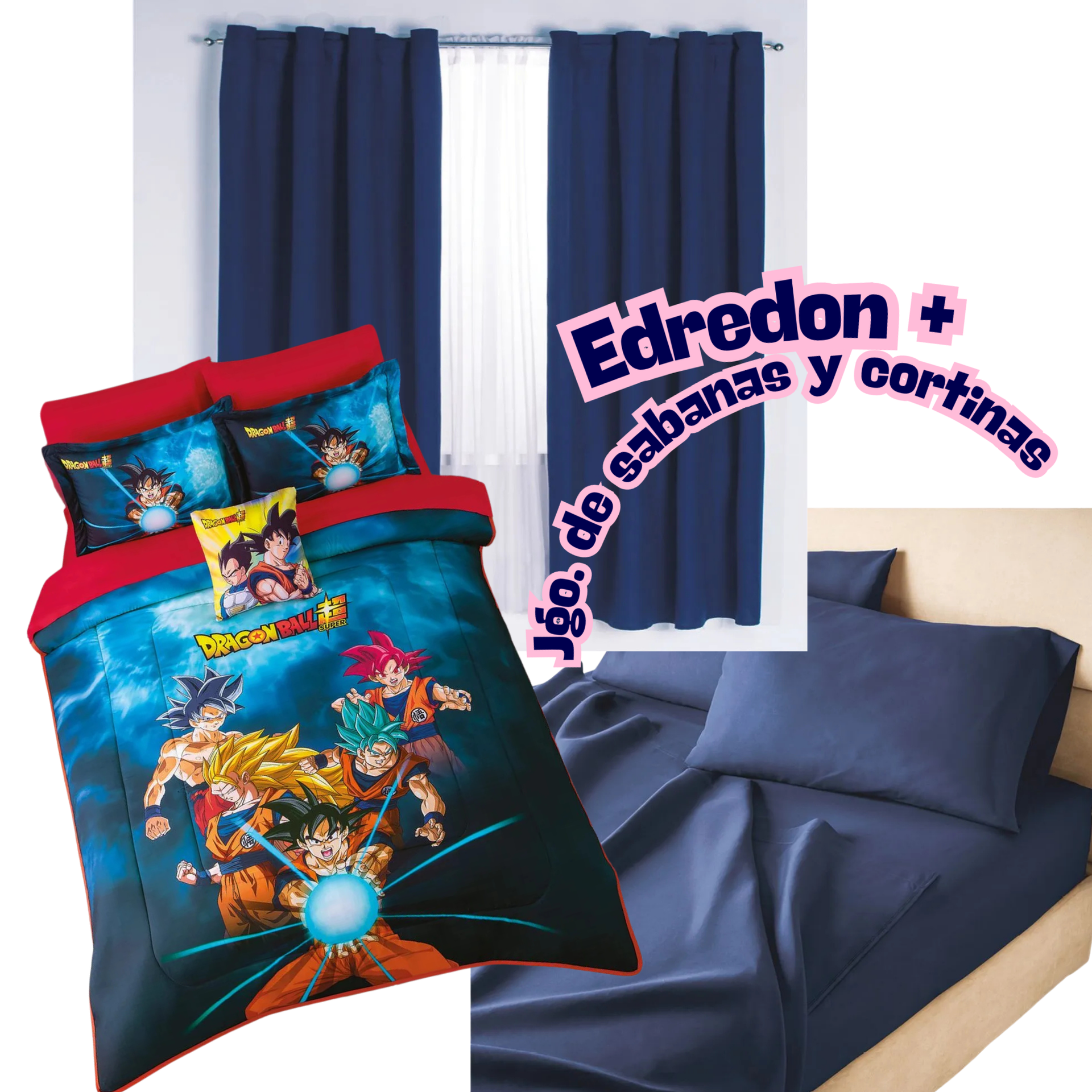 Edredón Neo Dragon Ball Super con Fundas +Sabanas y Cortinas