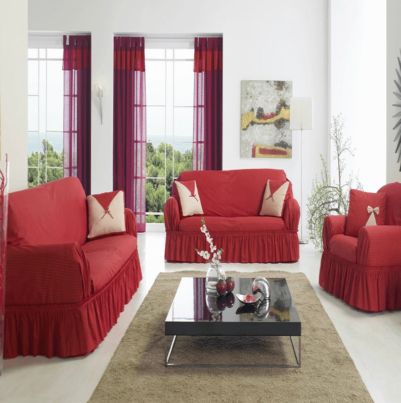 Set De Cubresalas de Algodón Carmí­n