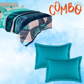 Combo Cobertor Con Borrega Serenity Lana y Fundas De Almohada