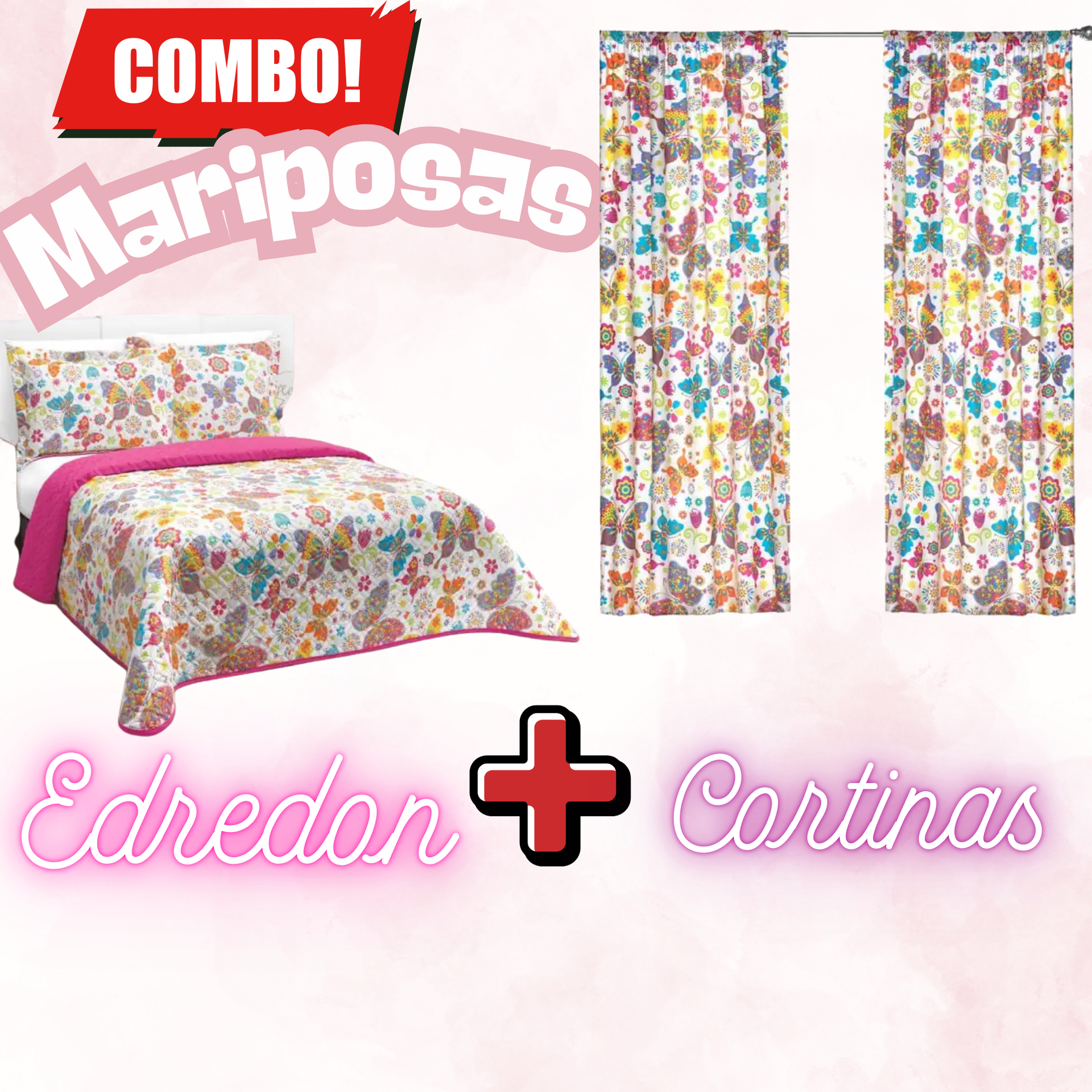 Edredón Ultrasónico Mariposas con cortinas